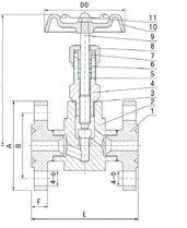 J41W Flanged Needle Valve constructral diagram