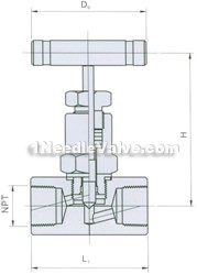 ANSI J11W/H internal thread needle valve constructral diagram