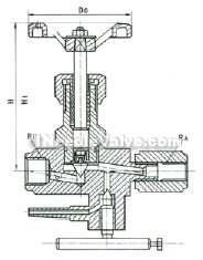 CJ123H type multi-functional pressure gage needle valve constructral diagram