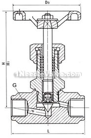 J13W type internal thread needle valve constructral diagram