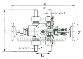 J23SA-1.6/32P type flowmeter three-way valve constructral diagram