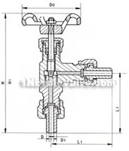 J24W angle type globe needle valve constructral diagram