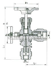 J29H-1.6/32P type angle pressure gage needle valve constructral diagram