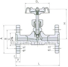 J43W/H flange needle valve constructral diagram