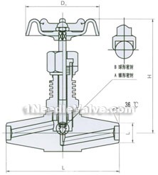 J61Y/W butt welded high temperature and pressure needle valve constructral diagram